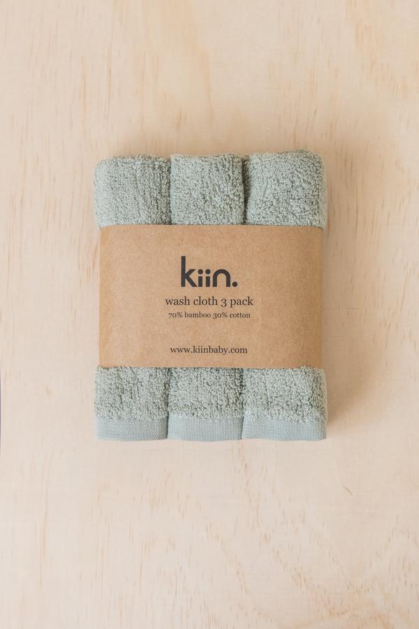 Kiin Baby Wash Cloths | 3 Pack Bath Accessories Kiin Baby Sage 